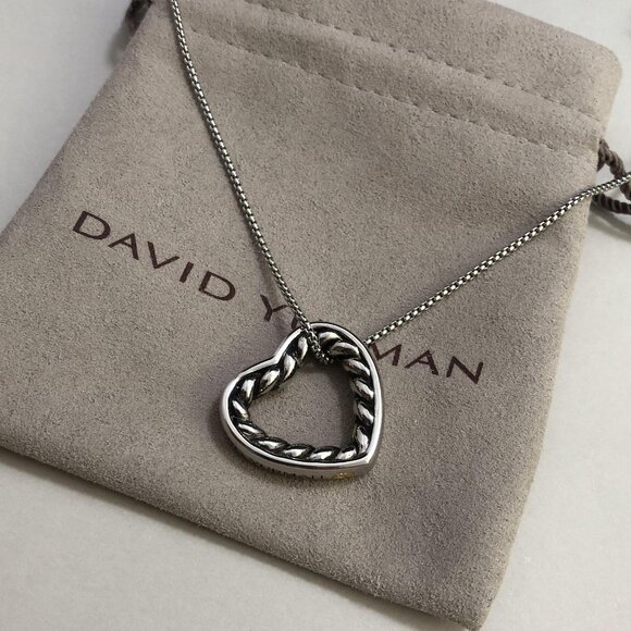 David Yurman Heart Pendant Necklace in 925 Sterling Silver